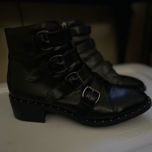 Black leather boots